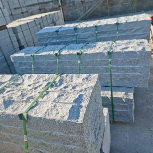 漯河芝麻白自然面整石 坐凳